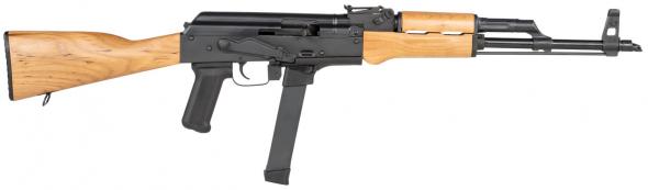 century arms, wasr-m, 9mm, 16.25" barrel, 33 round, black, fixed wood stock