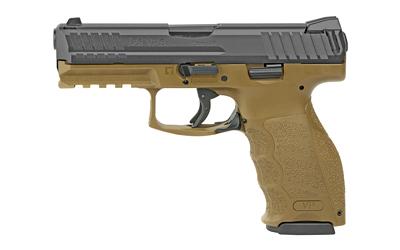 hk, vp9, semi-automatic, striker fired, 9mm, 4" barrel, flat dark earth color, 3 dot sights, 17rd, 2 magazines