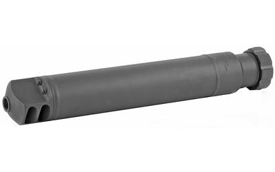 barrett, qdl rifle suppressor, .50 bmg, 17.11" long, adds 12.73" in length, 2.5" diameter, 4.88 pounds, 23db reduction, quick detach 1/4 turn lock...