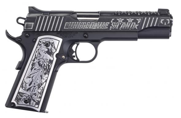 auto-ordnance, 1911-a1 united we stand, 45 acp, 5" barrel, 7+1 rounds, black armor cerakote black armor cerakote stainless steel slide aluminum with...