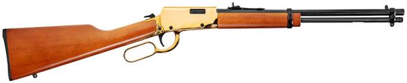 rossi rio bravo 22 lr 18" barrel 15+1 polished black barrel gold finish receiver hardwood stock