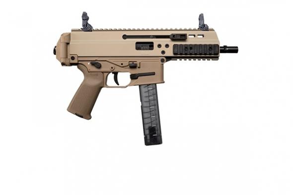 b&t apc9 pro semi-auto 9mm 6.9" barrel right hand ambi controls, accepts ar15 pistol buffer tubes dual folding non reciprocating charging handles tan...