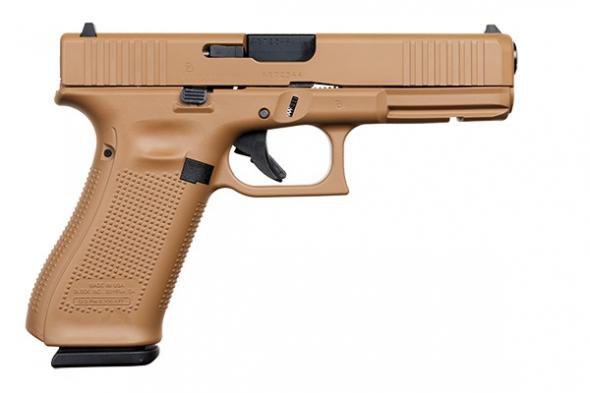 glock, g17 gen5, 9mm, 4.49" barrel, 17 rounds, custom cerakote flat dark earth