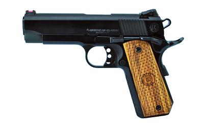 american classic, bobcut, semi-automatic, 1911, commander, 45acp, 4.25" barrel, blued finish, black, wood grips, novak-style sights, 1 magazine, 8rd