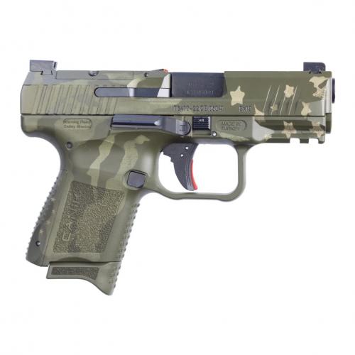 canik, tp9 elite sc, 9mm, 3.6" barrel, green pattern, fixed sights, 12 and 15 rounds
