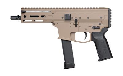 angstadt arms, mdp-9, semi-automatic, pistol, 9mm, 6" 3-lug barrel, flat dark earth, polymer grip, 17 rounds, fits glock-compatible 9mm double stack...