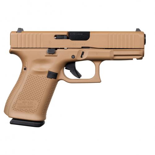 glock, g19 gen5, 9mm, 4.02" flat dark earth, fixed sights, apollo custom edition, 15 rounds