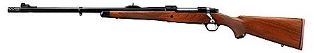 ruger, hawkeye african, bolt action, 375 ruger, 23" barrel, blued finish, american walnut stock, muzzle brake, left hand, 3 round capacity