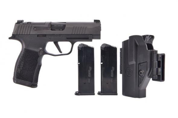 sig sauer, p365xl tacpac, semi automatic, 9mm, 3.7" barrel, black finish, night sights, 12 round capacity, optics ready, includes 3 magazines and...