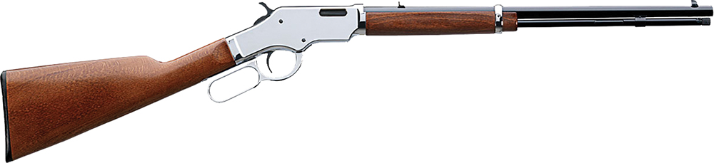 taylors firearms, uberti scout lever action rifle .22 lr 19" barrel 15 rounds chrome plated receiver hardwood stock blued 2045