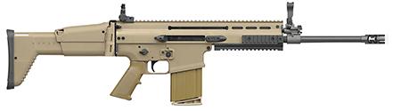 fn scar 17s, semi auto rifle, short-stroke gas piston, 16" barrel, 7.62x51mm, 20-rnd, fde