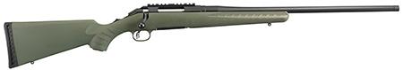 ruger, american rifle predator, bolt-action rifle, 22-250 rem, 22" barrel, matte black finish, alloy steel, moss green composite stock, 4 rounds