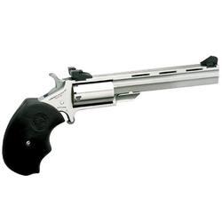 north american arms mini master revolver single action 22lr 22wmr 4" steel stainless rubber 5rd fixed sights