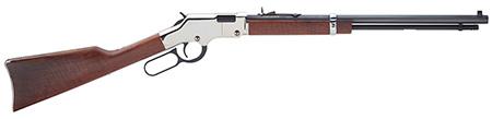 henry repeating arms, silver boy, lever action rifle, 22lr, 20" barrel, nickel finish, walnut stock, adjustable buckhorn rear sight/beaded front...