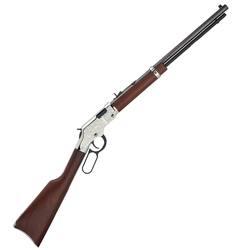 henry silver eagle lever action rifle .17 hmr 20" octagonal barrel 12 rounds nickel engraved receiver walnut stock blued h004sev