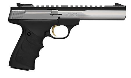 browning, buck mark contour, single action semi-auto pistol, 22 lr, 5.5" barrel, stainless finish, black grips, 10 round capacity