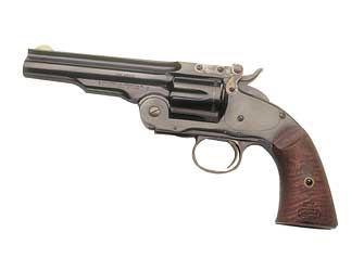 cimarron, model 3 schofield, single action, 45lc, 5" barrel, steel, blued finish, wood grips, 6 rounds