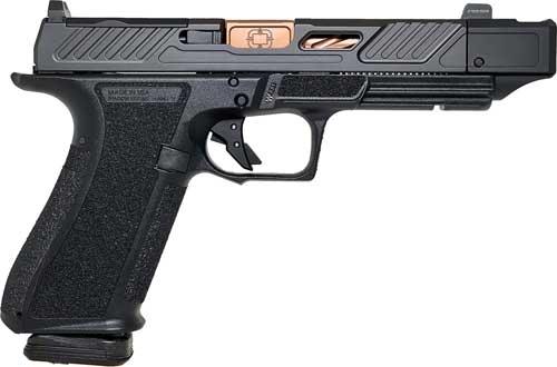 shadow systems, dr920p elite, semi automatic pistol, 4.5" compensated bronze barrel, 9mm, black, 17 round, right hand, optic ready