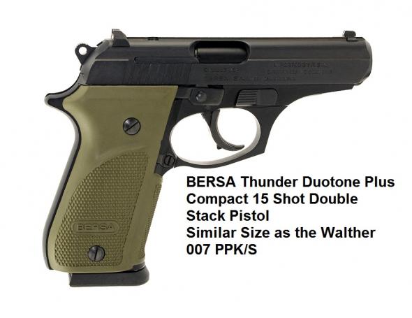 Bersa EAG 15 Shot Thunder Combat Plus .380 ACP 3.5 Inch Barrel Matte Black Finish with Olive Grips 15 Round