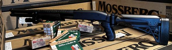 custom mossberg tactical defense riot assault 12ga shotgun black side folding stock