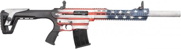 gforce arms, gf25, semi-automatic, 12 ga, 20" barrel, 3" chamber american flag cerakote, folding sights, 5 rounds
