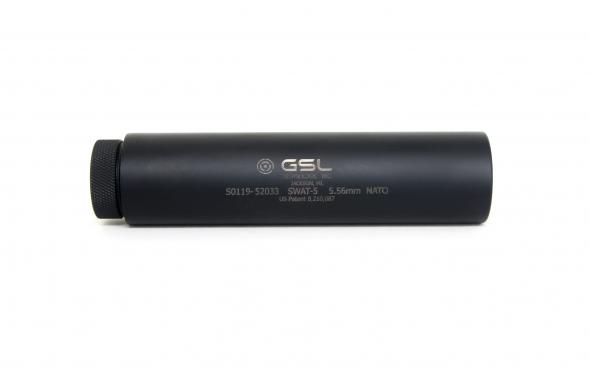 gsl''s new swat-5 suppressor for 5.56mm nato comes with a built-in suppressor retention system to keep the can from backing off during operation.