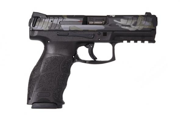 heckler and koch, vp9, striker fired, 9mm, 4.1" barrel, camo cerakote, luminous front sight, 17 rounds