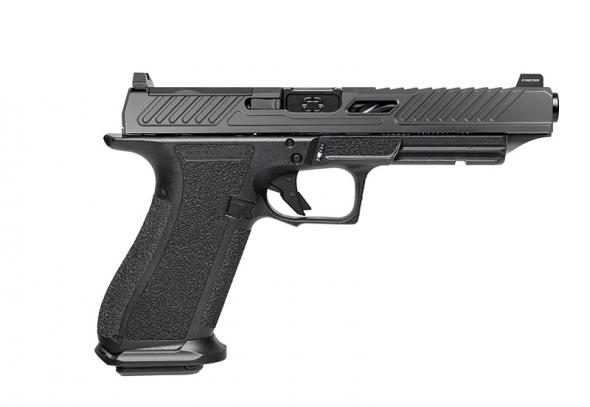 shadow systems dr920l, 9mm, 5.31" black barrel, elite slide, green tritium front sight, black, 17 rounds