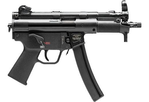 hk sp5k-pdw semi-automatic, 9mm, 5.9" threaded barrel, matte black, ambidextrous, polymer pistol grip, iron sights, ambidextrous safety, 2 magazines,...