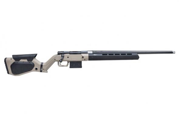 howa, m1500 hera, bolt action, 308 winchester, 24" carbon fiber threaded barrel, black finish, tan hera h7 chassis, right hand, 5 round capacity
