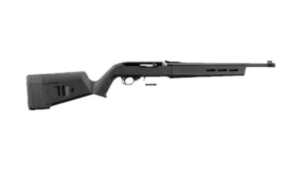 black rain ordnance, hunter, semi-automatic rifle, 22 lr, 18" threaded barrel, 1/2x28" thread pitch, matte finish, black, stealth gray magpul hunter...