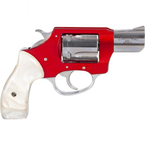 charter arms, chic lady, 38 special, 2" barrel, red, white pearl grips, fixed sights, 5 rounds