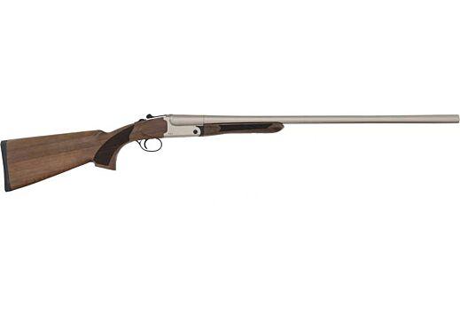 pointer, sxs, side by side, 12 gauge, 3" chamber, 28" barrel, nickel finish, fixed walnut stock, right hand, 2 round capacity