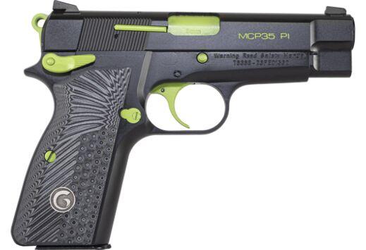 girsan, mcp35 pi, semi automatic, 9mm, 3.88" barrel, black finish/zombie green accents, g10 grips, ambidextrous safety, right hand, 15 round capacity