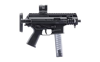 b&t, apc9k, semi-automatic rifle, sbr, 9mm, 4.3" barrel, anodized finish, black, ambidextrous safety, telescoping stock, 1 magazine, 30 rounds, optic...