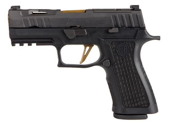 sig sauer, p320 xcarry spectre, 9mm, 3.9" barrel, x-ray3 night sights, gold flat face trigger, ported slide, black, 17 rounds