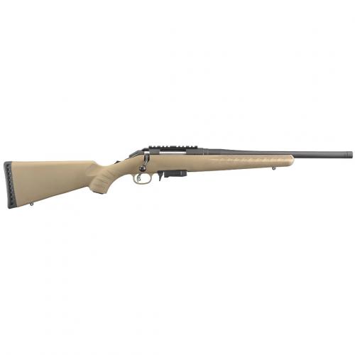 ruger, american rifle ranch, bolt-action rifle, 762x39, 16.1" barrel, matte black finish, alloy steel, flat dark earth composite stock, 5rd