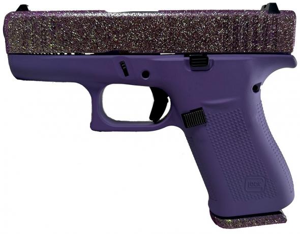 glock, g43, 9mm, 3.41" barrel, glitter gunz joker slide finish/purple, ambidextrous, 10 round