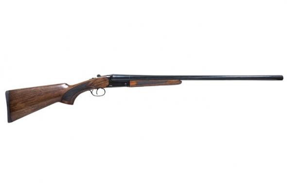 pointer, side by side, 20 gauge, 3" chamber, 26" barrel, blued finish, fixed walnut stock, 2 rounds