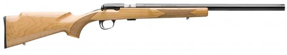 browning t-bolt target, 22 lr, 20" bull barrel, blued, maple wood stock, 10 rounds
