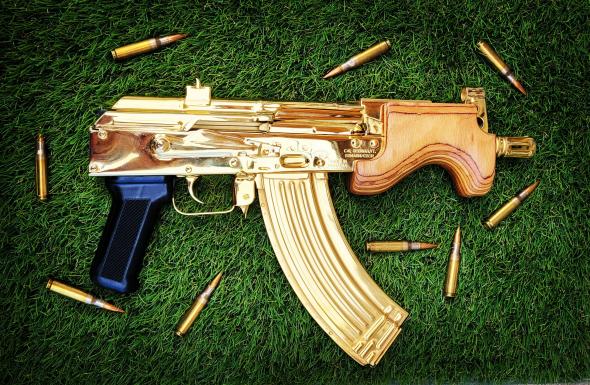 24k glod plated micro draco with magazine century arms 7.62x39