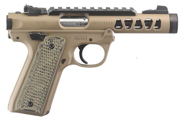 ruger, mark iv 22/45 lite, semi auto, 22 lr, 4.4" barrel, flat dark earth, adjustable sights, 10 rounds
