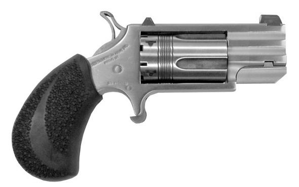 north american arms, pug, single action, revolver, 22 wmr, 1" barrel, stainless steel, silver, rubber grips, xs white dot sight, 5 rounds