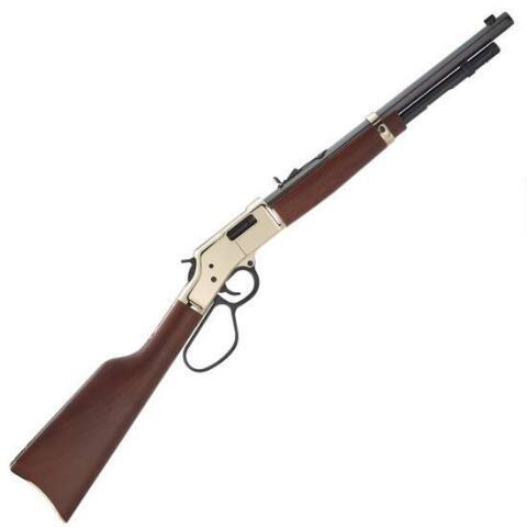 henry big boy carbine lever action rifle .41 magnum 16.5" octagon barrel 7 rounds polished hardened brass receiver large loop lever american walnut...