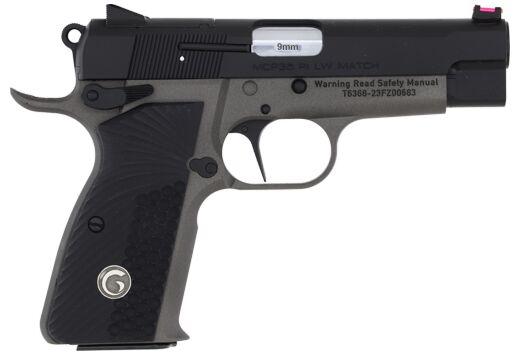 eaa, girsan mcp35 pi lw match, single action, 9mm, 3.8" barrel, black/tungsten, fixed sights, g10 grips, 15 rounds