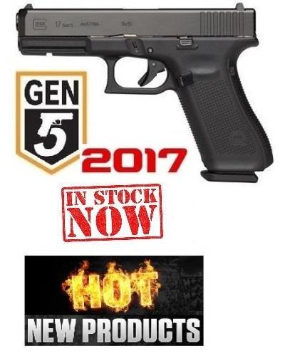 Glock Gen5 Glock 17 9mm 4.49 Inch Barrel Black Armor Coating Fixed Sights Rough Textured Frame 5.5 Pound Trigger 17 Round