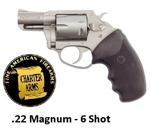 Charter Arms Pathfinder 22 Magnum 2" 6rd Black Rubber Grip Stainless
