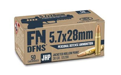 fn america, personal defense, 5.7x28mm, 30 grain, jacketed hollow point, 500 round case