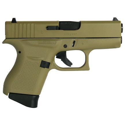 glock, g43 cerakoted, striker fire, 9mm, 3.41 barrel, 6 round, subcompact, fixed sights, right, flat dark earth