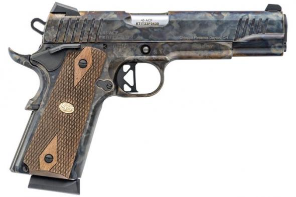 charles daly, 1911 empire, semi automatic, 45 acp, 5" barrel, color case hardened finish, fixed sights, checkered walnut grips, right hand, 8 round...